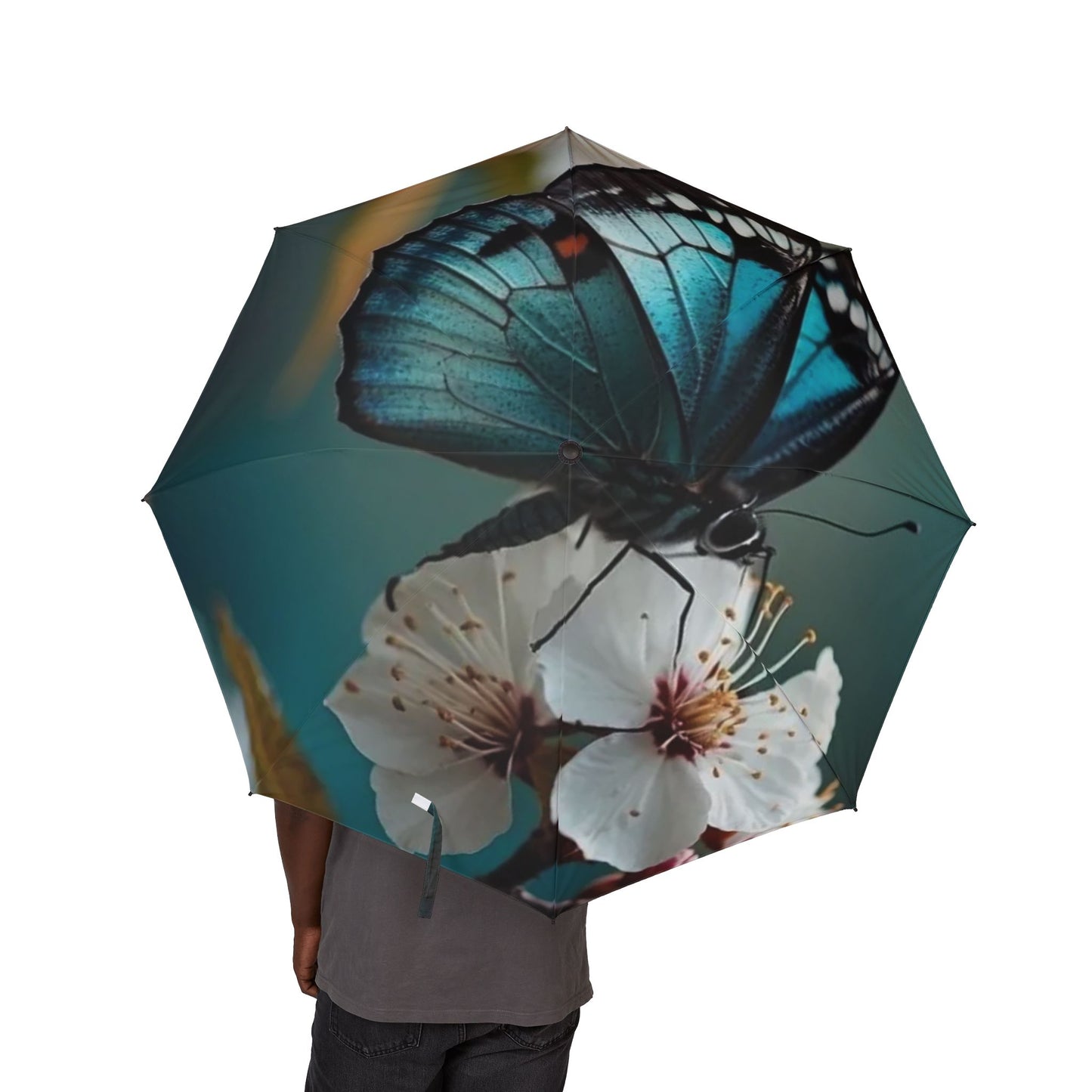 Butterfly Blossom Foldable Umbrella — Semi‑Automatic Compact Rain Parasol