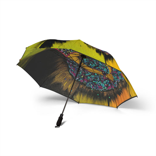 Foldable Umbrella - Vibrant Yellow Floral Burst Design (Semi-Automatic)