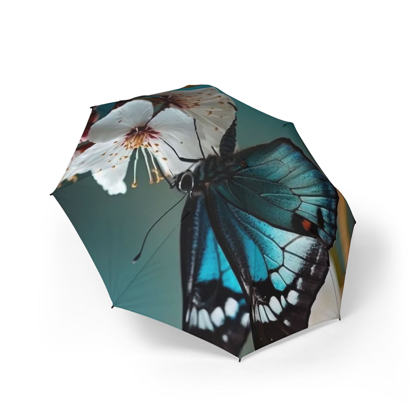 Butterfly Blossom Foldable Umbrella — Semi‑Automatic Compact Rain Parasol