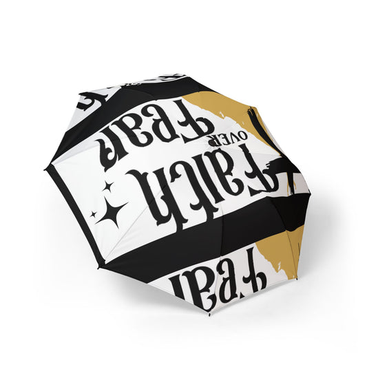 Foldable Umbrella – “Faith Over Fear” Compact Automatic Travel Umbrella