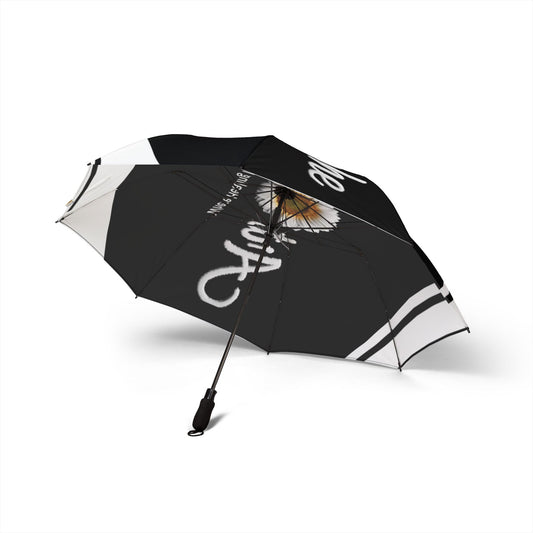 Foldable Daisy Umbrella — Semi-Automatic Compact Rain Umbrella with 'Where Healing Meets Art' Design